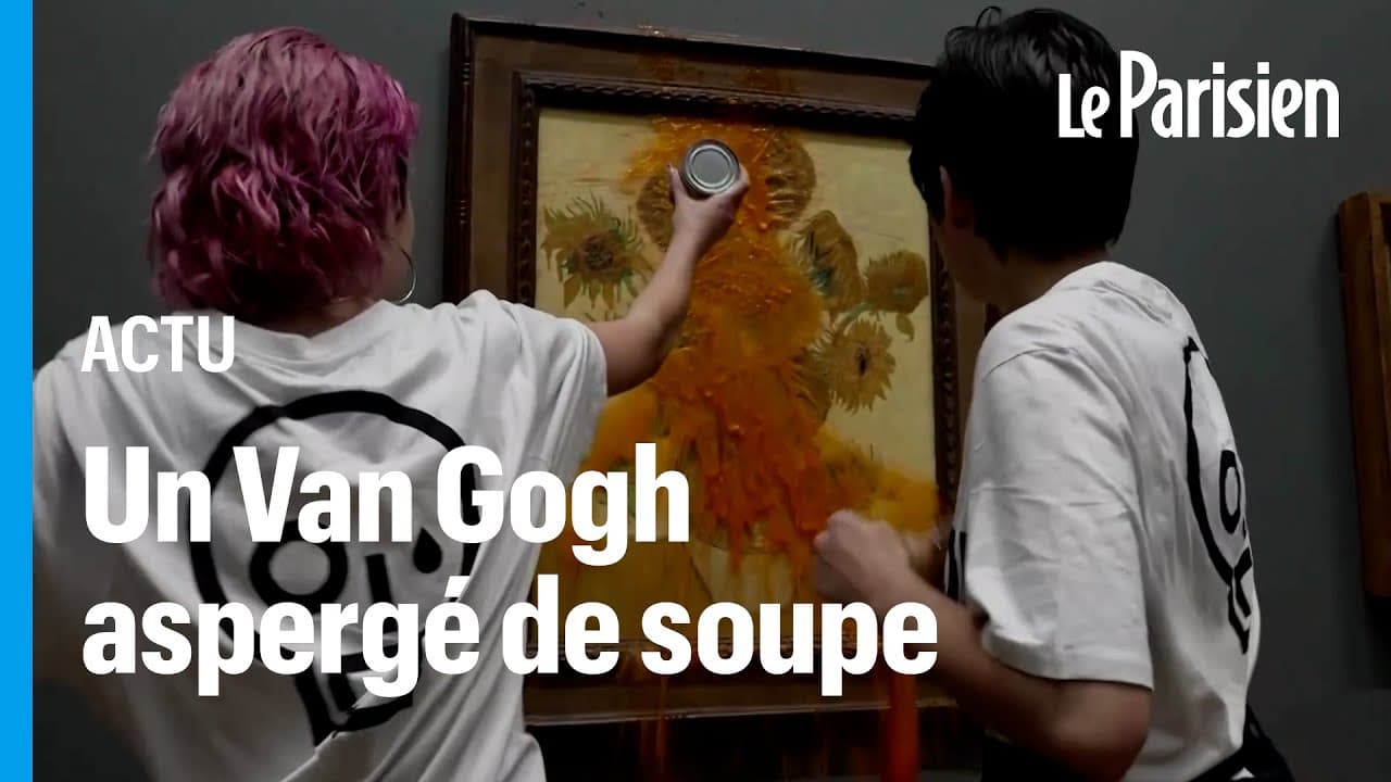 «Les Tournesols», chef-d’œuvre de Van Gogh, attaqué à la soupe de tomates - YouTube